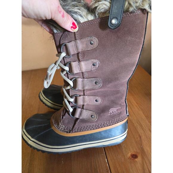 Sorel Joan Of Arctic Winter Boots Womens Size 7 Leather Brown and Black in Color - Picture 4 of 8